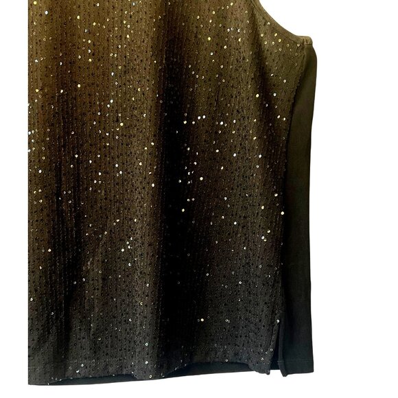 Catherines Black Sleeveless Front/Sequins Tank Top 3X 26/28 Plus Size Lined - Picture 8 of 16